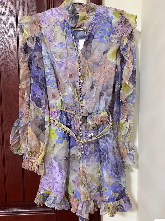 Zimmermann Other - Zimmermann Jumpsuit Floral Ruffled Long-Sleeve Lavender